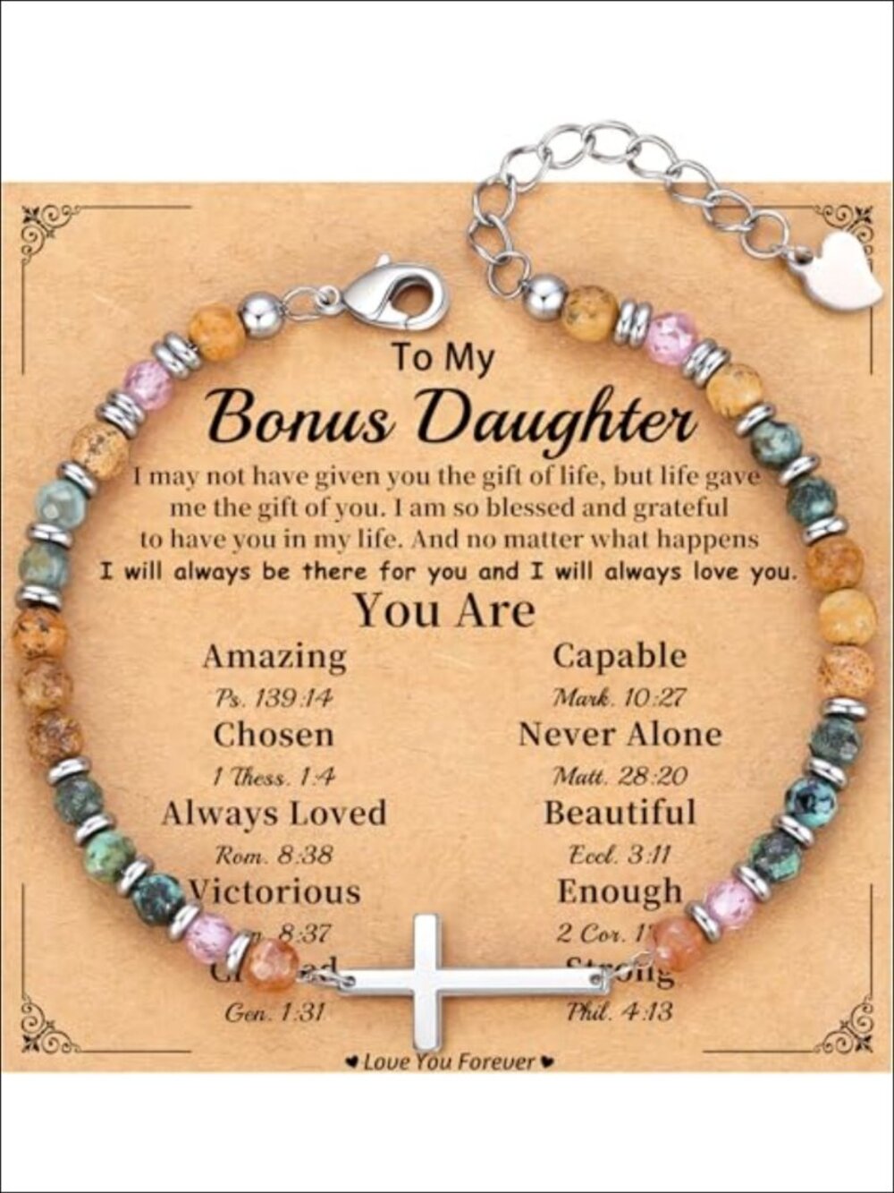 Cross Bracelet Adjustable Strand Link Faith Christian Gift for Women